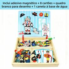Lousa Magnetica 3 Em 1 Infantil Imã Educativo Madeira Pedagogico Com Canetinha - Azul bebê - Visão 11