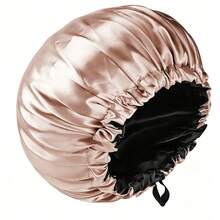 1pc Adjustable Double-Layer Satin Sleep Cap, Made Of Smooth Satin Fabric, Practical Design With Elastic Band And Drawstring, Anti-Static And Breathable, Suitable For Sleeping, SPA, And Ramadan Wear, Available In Black - Black - View 17