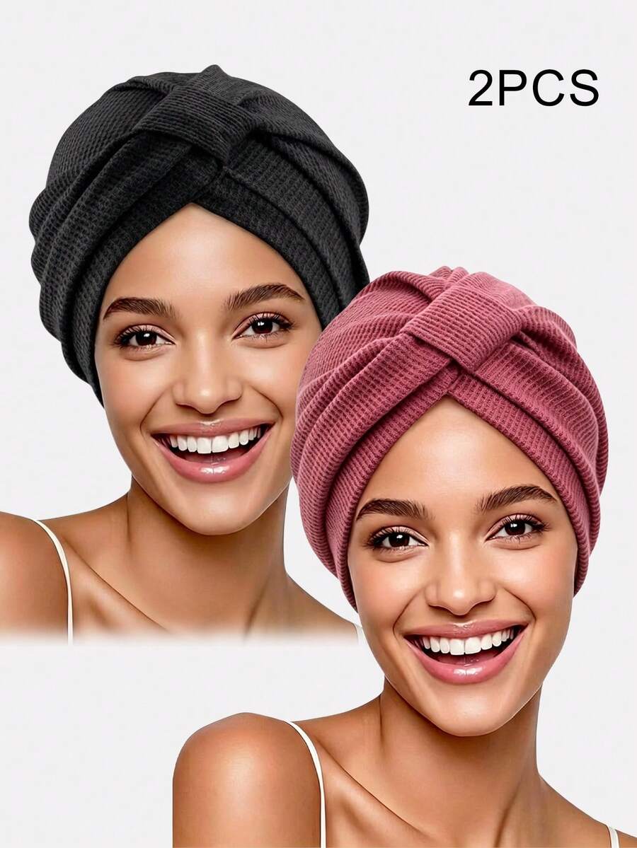 2pcs Women's Thick Pleated Square Headscarf Headwrap Arabic Hat Suitable For Daily Use