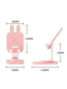 1pc Kawaii Rabbit Ear Desktop Phone Stand, 360° Rotatable Foldable Height‑Angle Adjustable Cell Phone Holder, HAPPY Letter Embossed Anti‑Slip Tabletop Bracket, Multi‑Color Cute Desk Phone Accessory, For Video Watching Video Call Office Daily Use - Multicolor - View 7