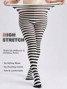 Christmas Party Cosplay Classic Colorblock Pinstripe Tights Women's Elastic Skinny Leggings Stage Performance Stockings - Multicolor - View 1
