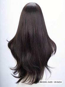 alicegarden 26-Inch Long Synthetic Wig Featuring A Natural Straight Style A Stunning Black. Designed With Bangs , This False Hairpiece Is Perfect For Ms Daily Party Cosplay Use, Offering A Natural And Natural Durable Wig Gift For Ladies., Halloween - Black - View 4
