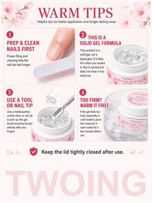TWOING 25g Fresh Scent Solid Nail Gel, Strong Hold Transparent Gel, Suitable For Press-On Nails, Fake Nail Tips And Rhinestones, Long-Lasting UV/LED Nail Gel, Home Use - 25g - View 10