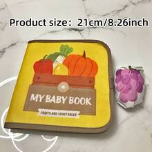 Baby Vegetable & Fruit Early Learning Cognition Books - Baby Toy Gift Touch & Feel Soft Cloth Book Tummy Time Sensory Learning Toy Stroller Toy Christmas Halloween Thanksgiving Gift - Red - View 6