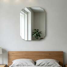 1pc Silver Wall-Mounted Mirror, Inch Mirror, Wall Decor, Home Decor, Living Room Decor Supplies, Living Room Mirror, Bedroom Mirror, Beveled Edge, Frameless, Suitable For Bathroom, Vanity, Bedroom, Rectangular Mirror - Multicolor - View 8