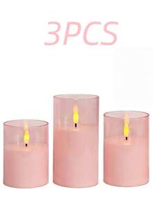 3pcs Pink Candle Lights With Adjustable Brightness And Timer Remote Control, Warm Flame, Birthday And Wedding Supplies, Christmas Preparation, Christmas Celebration, Valentine's Day, Gift, Party - Pink - View 9