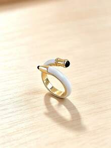 1pc Minimalist Fashion Pencil-Shaped Open Ring For Women, Suitable For Daily Wear, Back To School Season, Graduation Season, Teacher's Day, Holiday Gift - Pencil Ring - View 15