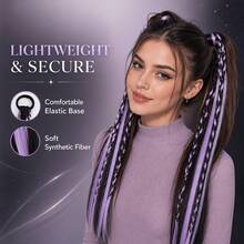 2pcs/Set Double Ponytail Braided Hair Extensions, Rope-Style Ponytail Hair Extensions, Long Synthetic Fiber Wigs, Suitable For Women's Daily Styling, Halloween, Anime Characters, Stage, Y2K, Party Outfits - Multicolor - View 6