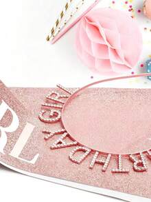 1pc Girl Happy Birthday Star 3D Headband Sash Set For Birthday Party Use - Multicolor - View 3
