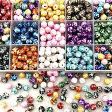 100/300/500pcs 8mm Acrylic Large Flower Faux Ceramic Round Beads For Jewelry Making. Suitable For DIY Handmade Beading Materials, Loose Beads, Hair Accessories, Bracelets, Keychains, Jewelry Accessories - Multicolor - View 1