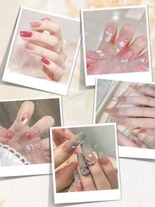Leopard Print Handle Nail Brushes, Multi Sizes Crystal Nail Pens With Protective Caps - Multicolor - View 5