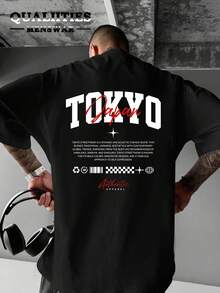 Christmas [Double-Sided Printed] Men's Casual Shirt - Double-Sided Color Blocked American Street Style Text Print Short Sleeve Shirt, Hot Item - Black - View 2