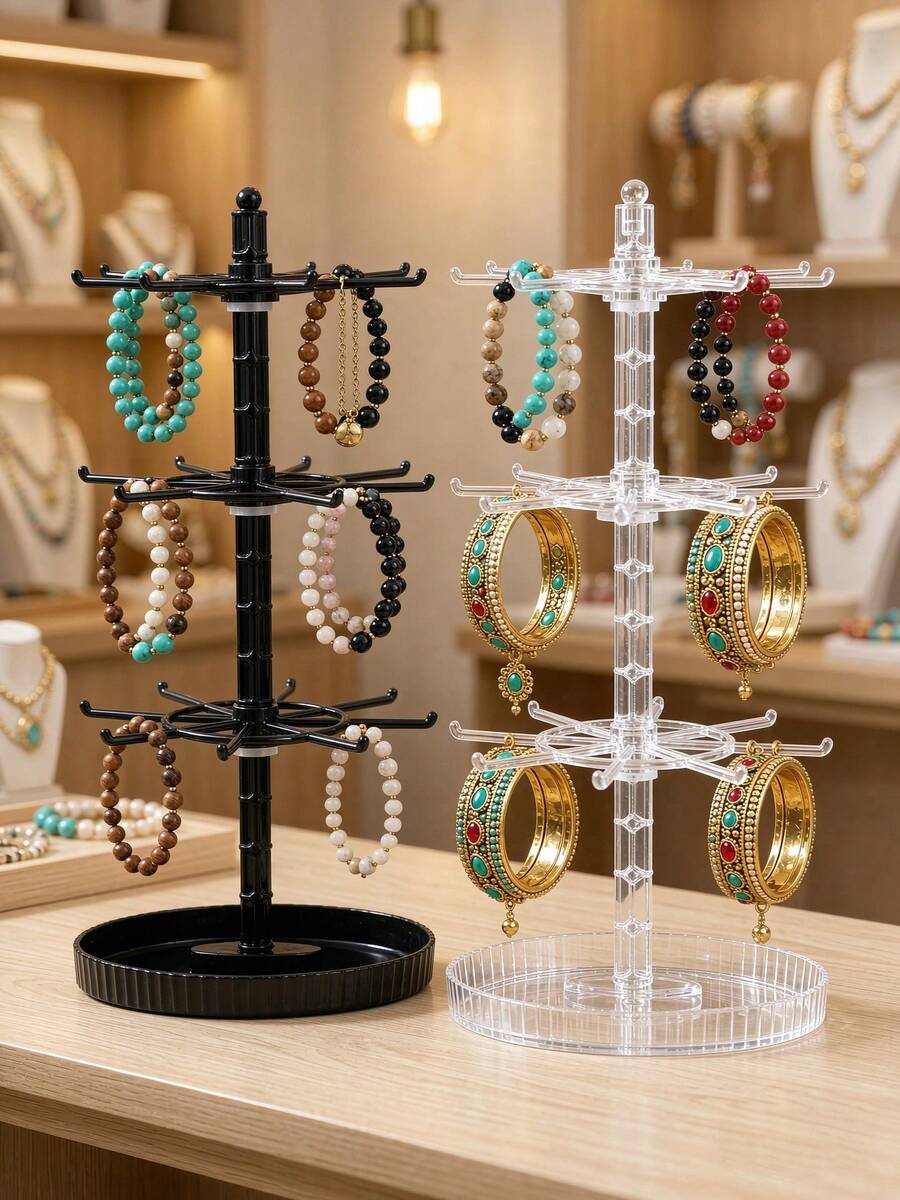 Keychain Holder, Accessory Hanger, Small Charm Display Stand, Bracelet Storage Rack, Rotatable Shelf, Desktop Organizer,Back-To-School Gifts - Multicolor - View 1