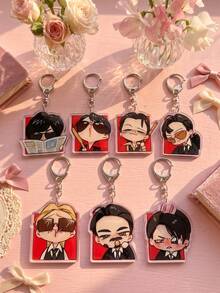 1pc/7pcs Bangtang K-Pop Keychains, K-Pop Style Durable Acrylic Asymmetrical Shape, Suitable For Back To School, Concert Support, Fan Gifts, Birthday, Valentine's Day, Christmas, New Year, Graduation, Anniversary, Travel Souvenir, Couple Gifts And Daily Wear - Multicolor - View 3
