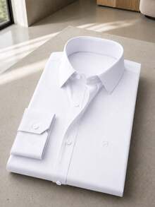 Men's Long Sleeve Spandex Dress Shirt - White - View 6
