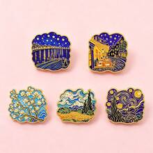 Van Gogh Starry Night Enamel Lapel Pin Badge, Suitable For Backpacks And Bags, Cool Decoration, Gift For Friends - Multicolor - View 4