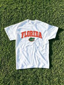 Florida State Gators Vintage Graphic T-Shirt, 2026 Summer Retro Cotton Short Sleeve Crew Neck Tee For Women, Casual Vacation Holiday Spring Festival - 白色 - 查看 12