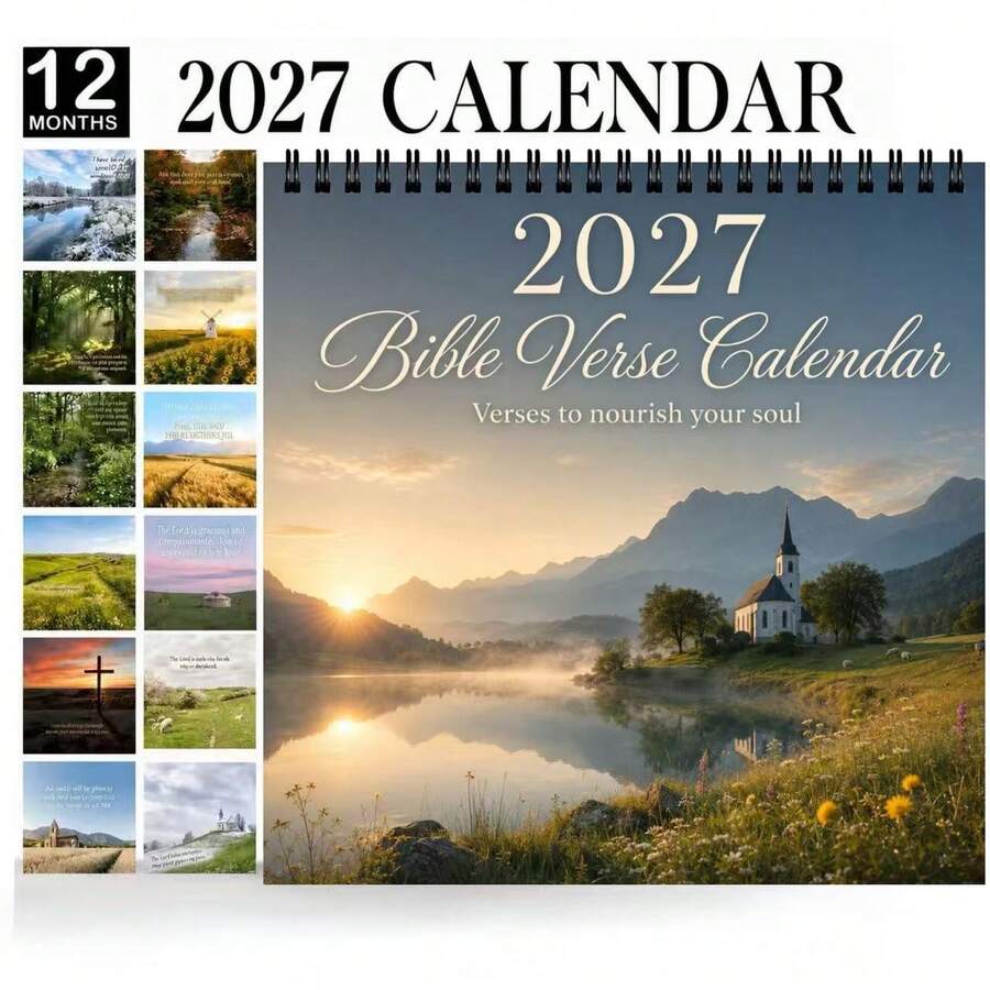 2027 Christian Wall Calendar With Bible Verses, Printed Monthly Calendar With Bible Verses - Fun 2027 Wall Calendar With Humorous Monthly Designs, Suitable For Office And Home Decor - A - View 1