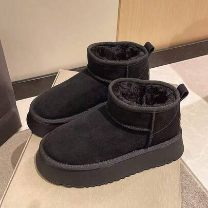 Botas de invierno para mujer, diseño sencillo y cómodo con forro térmico doble, antideslizantes y abrigantes para invierno