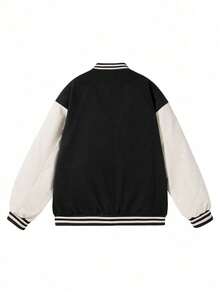 Men's Autumn/Winter Casual Fashion Sports Outdoor Baseball Jacket Minimalist Commute Daily Top - Black - View 6