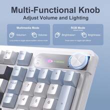 MageGee GK960 98% Wireless Membrane Keyboard, RGB Backlit, Mechanical Feel Quiet Typing, Three-Mode Wired/Bluetooth/2.4G Cream Style Keyboard With Number Pad, 4000mAh Battery, Knob, Suitable For Laptop And Desktop Computer - View 11