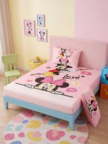 South Life Disney 1件裝迪士尼卡通印花貼身床單床墊套，粉色秋季床上用品，床墊保護套，柔軟舒適溫馨透氣防皺，可機洗，單人/雙人/加大/特大尺寸，不含枕頭與枕套，臥室裝飾，聖誕禮物 - 彩色 - 查看 6