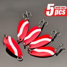 1/3/5pcs Metal Lure Set - Rotating Spoons With Portable Storage Box, Hard Metal Fishing Lures, Spoon-Style Fishing Bait Set - Multicolor - View 2