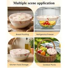 5-Size Beeswax Bowl Covers, Elastic & Reusable For Sourdough Proofing | Cotton Cloth With Natural Beeswax, 5-Size Set Fits Large Mixing Bowls, Keeps Dough Moist For Rising, Reusable & Washable. - 5 - View 3