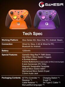 GameSir G7 Pro Gamepad Compatible With Xbox Gaming Controller For PC Steam Android Officially Licensed With Charging Station Tri-Mode Connectivity Mag-Res TMR Sticks 1000Hz Polling Rate Hall Effect Analog Triggers 6-Axis Gyroscope - View 12