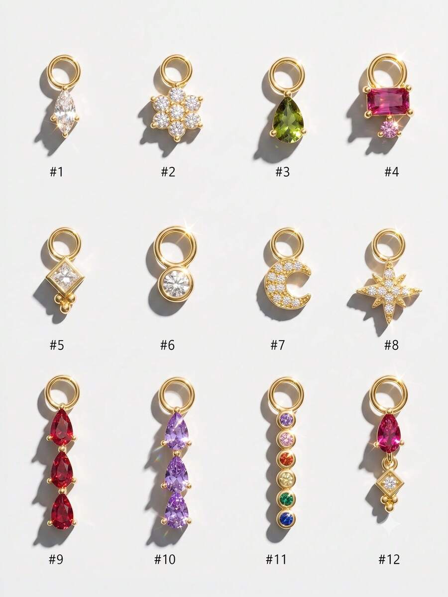 1pc 925 Sterling Silver Star & Moon Earring Pendant Series, 18K Gold Plated DIY Jewelry Pendant, Hoop Pendant, Earring Making Accessories - Gold - View 1