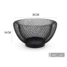 Black Metal Fruit Basket, Round Hollow Mesh Countertop Fruit Bowl, 3 Sizes Available, Fruit Holder With Stable Base, Ventilated Metal Storage Bowl For Fruits, Snacks And Tabletop Home Decorations - Black - View 13