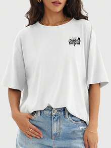 Speed mate 女款休閒寬鬆大尺寸圓領短袖運動基礎 T-shirt 上衣 - 黑與白 - 查看 4