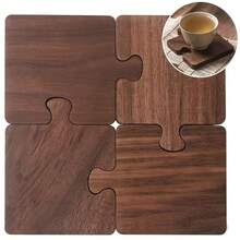 4Pcs Vintage Wooden Puzzle Coasters Heat Resistant Desk Decor - Ornament - View 8