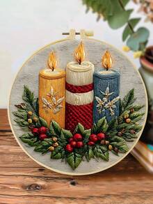 Christmas Decorations Embroidery Kit For Adult Beginners. Includes Manual, Printed Fabric, Hoop, Needles, Threads & Stitch Guide. Great Home Gift For Women. Size: 15x15cm/5.9in Or 20x20cm/7.9in. - Christmas - View 8
