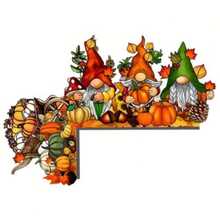 1/2pcs Rustic Wooden Charming Thanksgiving Gnome And Pumpkin Door Frame Decor - Home Corner Decoration, Perfect For Halloween And Christmas - 1PC - View 8