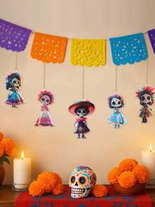 Colgante decorativo de calavera de acrílico, adecuado para el Día de los Muertos, Halloween, Carnaval, decoración de fiesta de Navidad, decoración del hogar y ventanas, decoración de oficina, decoración de aula, con hilo dorado, adecuado para Halloween en el hogar y la escuela - Talla única - Ver 6