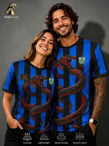 Inter Milan Style Customized Men's Football Jersey & Customizable Name And Number & Round Neck Lightweight Sports Top & Breathable, Moisture-Wicking, Quick-Drying & Training, Casual, Gift - Blue - View 6