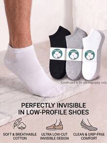 15 Pairs Men's Pure Cotton Boat Socks, Low-Cut Breathable Solid Color Sweat-Absorbing Daily Casual Sports Short Socks, Black/White/Grey All-Match Versatile Multi-Pack Combination - Multicolor - View 4