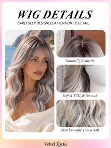 Topshe [Velvet Locks] Brown Highlighted Synthetic Wig, Soft Heat-Resistant Voluminous Layered Wavy Hair With Curtain Bangs, Suitable For Daily Wear, Nightclub, Music Festival, Cosplay, Women's Wig - Multicolor - View 8
