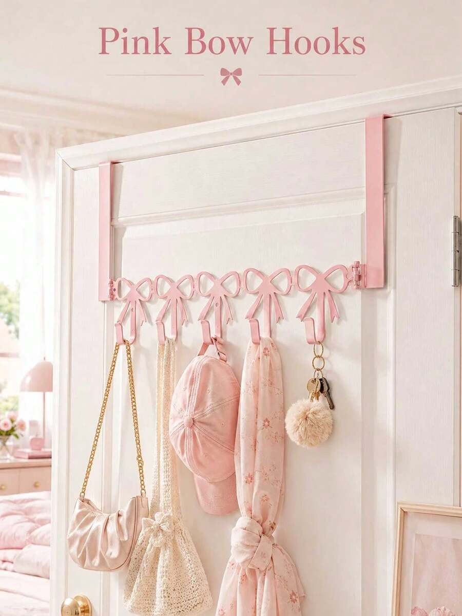 Cute Door Hook, Cartoon Cat Shaped Hanging Rack, No-Drill Metal Door Storage Rack, Suitable For Bedroom Storage - Multicolor - View 1