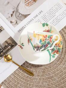 1pc Vintage Elegant Coffee Cup & Saucer Set, Ceramic Material, Luxurious Design, 4 Styles Available, Suitable For Home, Club, Cafe, Party Use - Multicolor - View 10