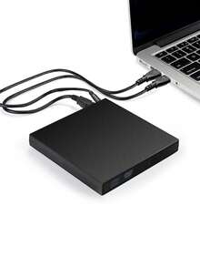 1pc Portable External CD/DVD Writer - USB 3.0 Type-C External DVD-ROM Drive, Rewritable Disc Writer, Compatible With Laptop And Desktop, Plug And Play, No Driver Required - View 1