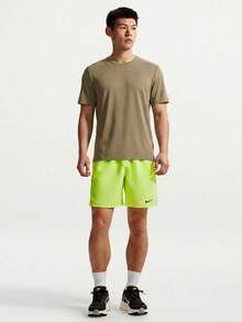 Nike Men's AS M NK DF UV MILER SS Short Sleeve T-Shirt Knit Collarless Short TIF2083-213 - Brown - View 6