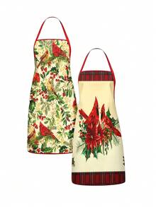 4 Pcs Christmas Cartoon Character Print Apron Set, Penguin Santa Snowman Elf Pattern Kitchen Cooking Baking Aprons For Holiday Party Home Decoration - Multicolor - View 15