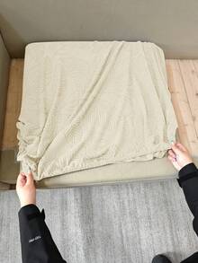 1pc Solid Color High Elasticity Removable Machine Washable Water-Repellent Sofa Cushion Cover Suitable For Living Room Polyester Sofa Cushion Cover Backrest Cover - Beige - View 10