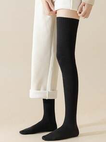 1 Pair Women's Autumn Over-The-Knee High Thigh Socks, Non-Slip Leg-Hugging Long Socks, Solid Color Calf Socks - Multicolor - View 11