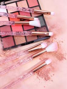 7pcs Portable Makeup Brush Set Pink Eyeshadow Brush Blending Brush Brow Brush Beginner Makeup Tools - Multicolor - View 4