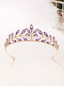 1pc Bridal Wedding Crown Headpiece Crystal Rhinestone Embellished Hair Hoop New Style Tiara - 44026 Purple - View 2