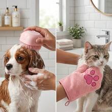 1-Piece Set - Pet Bathing & Drying Kit, Relieves Pet Bathing Stress, Prevents Shampoo Waste And Slow Drying, Suitable For Home Pet Bathing, Grooming And Post-Bath Hair Care, Silicone Bath Brush And Drying Glove Grooming Kit. - Multicolor - View 5