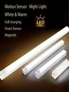3/2pcs Magnetic Stick‑On Motion Sensor Closet Lights, USB Rechargeable LED Under Cabinet Night Lamp, Warm White Light, No Drill Lighting For Wardrobe, Kitchen, Bedside, Stairway - 30 cm - View 2